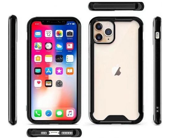 Mocco Acrylic Air Case Aizmugurējais Silikona Apvalks Priekš Apple iPhone 12 Pro Max Caurspīdīgs-Melns