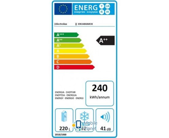 Electrolux EN3486MOX Отдельностоящий 220л 92л A++ Нержавеющая сталь холодильник с морозильной камерой