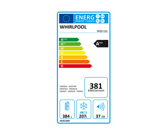 Whirlpool WQ9U2L ledusskapis side by side, NoFrost, A++, ner. tēr.