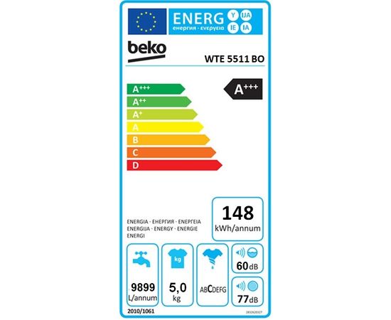 BEKO WTE5511B0 5kg, 1000 aps./min, A++ 44cm