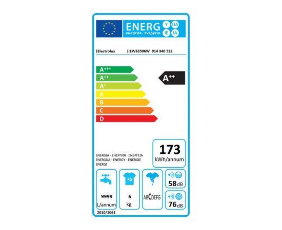 Electrolux EW6S506W Veļas mašīna, 1000apgr., A++, 38cm