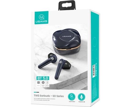Usams SD TWS Air s Bluetooth 5.0 Stereo Austiņas ar Pieskāriena vadību / HD Mikrofonu Zilas