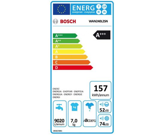 Bosch WAN240L2SN Serie 4 veļas mašīna A+++ 7kg 1200rpm