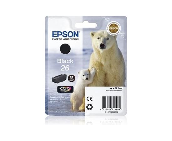 Epson Tinte Ink Black 26 T2601 Claria Premium Black 6.2ml XP-600/700/800