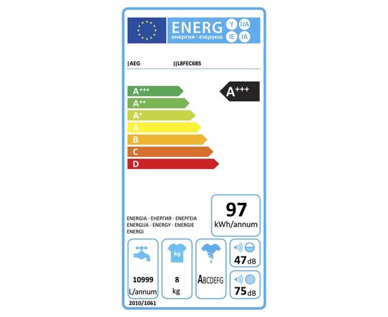 AEG L8FEC68S veļas mazgājamā mašīna 8kg 1600rpm LED