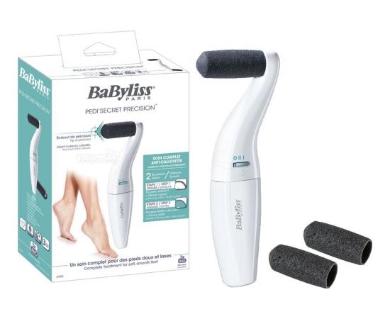 BABYLISS Foot scrub H700E PediSecret Precision  White, 2, Cordless, 2 nozzles, Battery