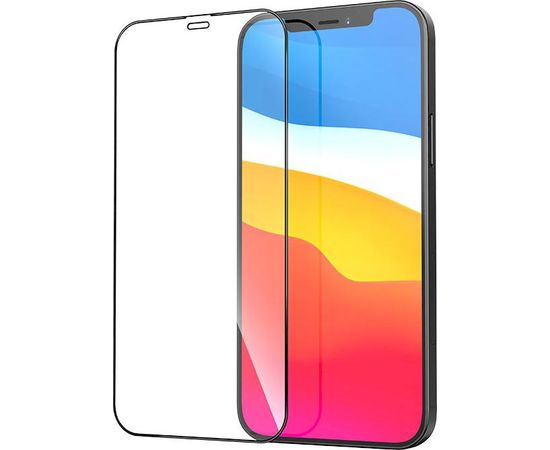 Fusion Full Glue 5D Tempered Glass Aizsargstikls Pilnam Ekrānam Apple iPhone 12 Pro Melns