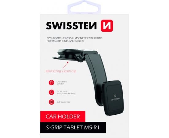 Swissten S-GRIP-M5-R1 Premium Universāls Turētājs ar Magnētu Auto Panelim Melns