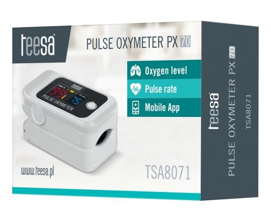 Teesa PX70 Pulsa Oksimetrs ar LCD displeju un Bluetooth