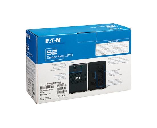 Eaton 5E 650VA/360W line-interactive, 1 Schuko (DIN) + 2 IEC C13 (10A), USB