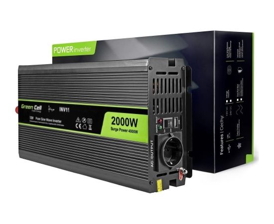 Strāvas pārveidotājs Green Cell 12V 230V, 2000W/4000W sinusoid (INV11)