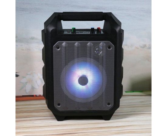Omega OG82B Bluetooth Колонка с Micro SD / Radio / Aux / USB / LED Disco Light / Karaoke / Микрофон / 20W / Черная