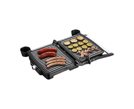 ECG ECGKG100 Contact grill, 2000W, 3 working positions - for scalloping, grilling and BBQ, Inox color / ECGKG100