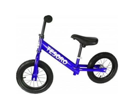 (Ir Veikalā) Tesoro Kids Balance Bike PL-12 zils metālisks