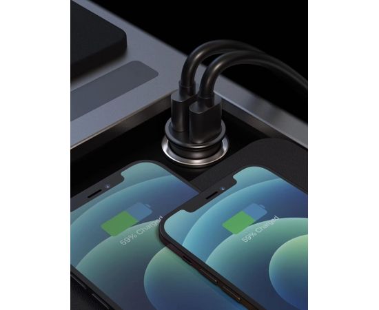 Swissten Metāla Auto Lādētājs ar Power Delivery USB-C + Quick Charge 3.0 / 36W Mobīlajiem telefoniem un Planešetdatoriem / Melns