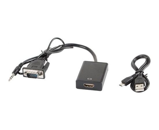 Adapter AV Lanberg VGA + audio jack 3.5mm -> HDMI 20cm (AD-0021-BK)