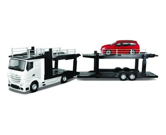 BBURAGO 1/43 Street Fire car  tow Mercedes Benz Actros with Volkswagen Polo GTI Mark 5, 18-31458