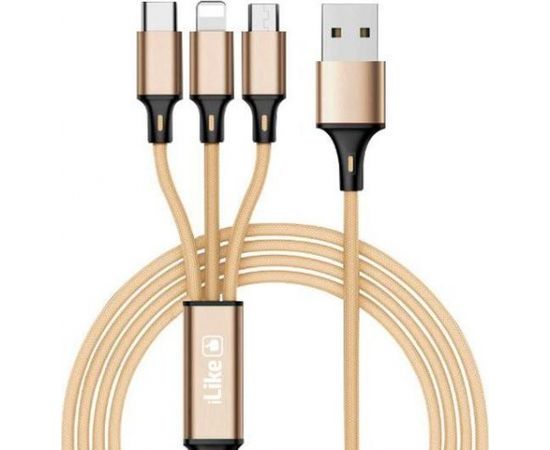 ILike  Charging Cable 3 in 1 CCI02 Gold