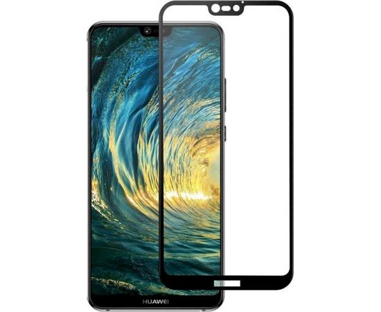 Fusion Full Glue 5D Tempered Glass Aizsargstikls Pilnam Ekrānam Huawei P20 Lite Melns