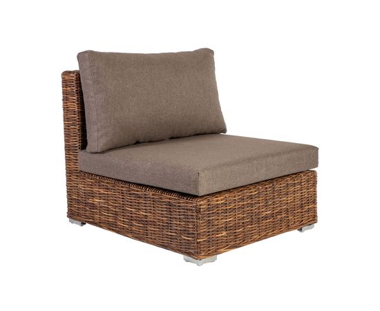 Модульный диван CROCO с подушками, центральная часть, 77x93xH73см, деревянная рама с плетением из ротанга, коричневый