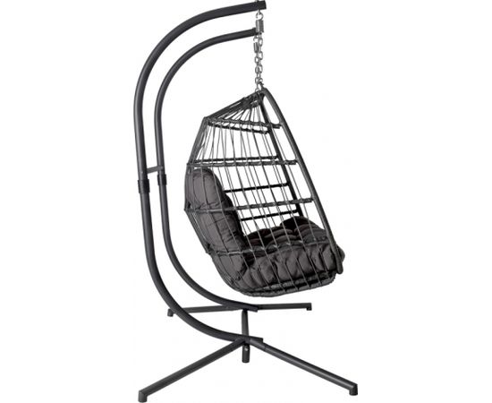 Piekaramais šūpuļkrēsls YOYO 2-vietīgs, ar spilvenu 152x107xH198cm, statīvs: tērauda truba, pelēka plastikāta pinums