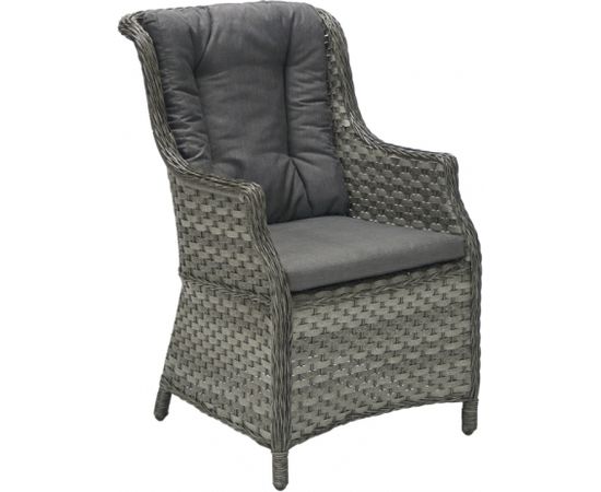 Krēsls ar roku balstiem GENEVA ar spilvenu, 76x61xH98cm, rāmis: alumīnijs ar plastikāta pinumu, krāsa: pelēks