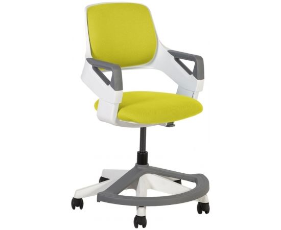 Bērnu mācību krēsls ROOKEE 64x64xH76-93cm, sēdvieta un atzveltne: audums, krāsa: sinepju dzeltens, balts plastmasas rāmi