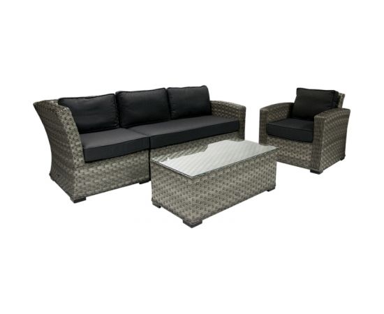 Модульный диван GENEVA с подушками, угол, 81x81xH78см, рама: алюминий с плетением из пластика, цвет: тёмно-серый