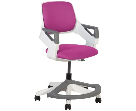 Детский рабочий стул ROOKEE 64x64xH76-93см, сиденье и спинка с обивкой, цвет: розовый, белый пластиковый корпус