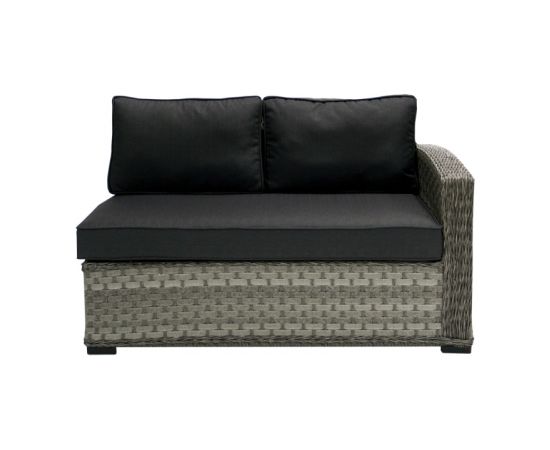 Moduļa dīvāns GENEVA ar spilveniem, ar labo roku balstu, 81x132x78cm, alumīnija rāmis ar plastikāta pinumu, krāsa: tumši