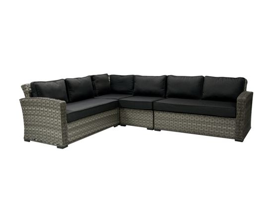 Модульный диван GENEVA с подушками, правый угол, 81x132x78см,  рама: алюминий с плетением из пластика, цвет: тёмно-серый