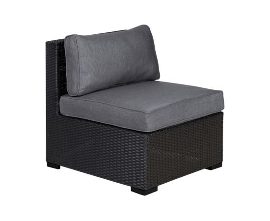 Moduļu dīvāns SEVILLA ar spilveniem, vidus daļa, 67x76,5xH74,5 cm, alumīnija rāmis ar plastikāta pinumu, krāsa: melna
