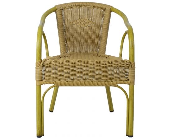 Krēsls BAMBUS 56x63xH76cm, sēdvieta un atzveltne: plastikas pinums, krāsa: bēšs, rāmis: bambuss, alumīnija imitācija