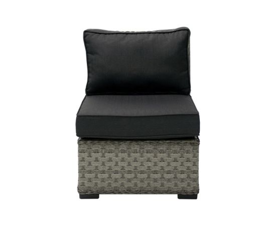 Moduļa dīvāns GENEVA ar spilveniem, vidus daļa, 81x62xH78cm, alumīnija rāmis ar plastikāta pinumu, krāsa: tumši pelēks