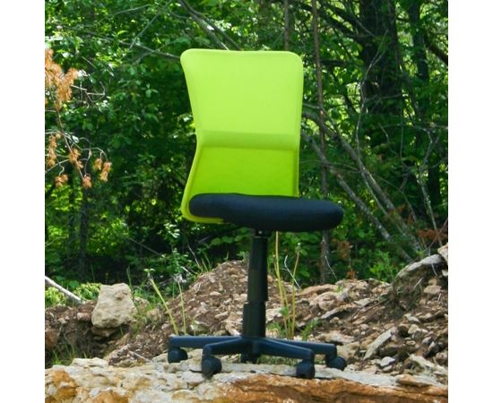 Рабочий стул BELICE 41x42xH83-93см, сиденье: ткань, цвет: чёрный, спинка: сетка, цвет: зелёный