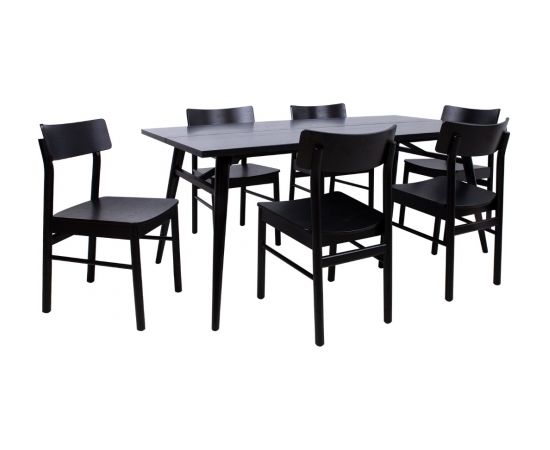Ēdamgalda komplekts Odense ar 6 krēsliem, melns