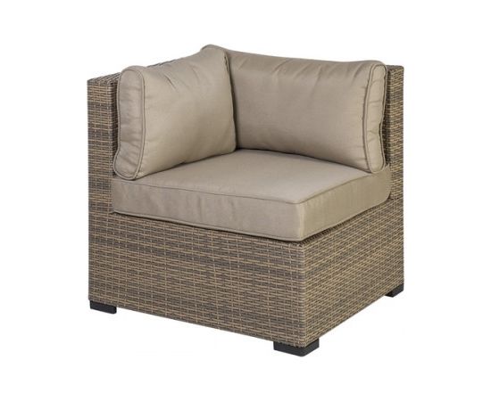 Модульный диван SEVILLA с подушками, угол, 76,5x76,5xH74,5см, рама: алюминий с плетением из пластика, цвет: капучино