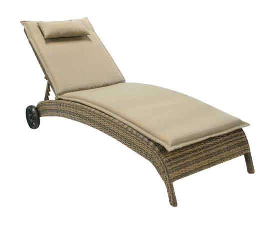 Guļamkrēsls WICKER, 73x196x99cm, rāmis: alumīnijs ar plastikāta pinumu, krāsa: kapučīno