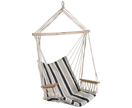 Šūpuļkrēsls HIP, materiāls: kokvilna, krāsa: balts - zils strīpains Dārza šūpuļkrēsli