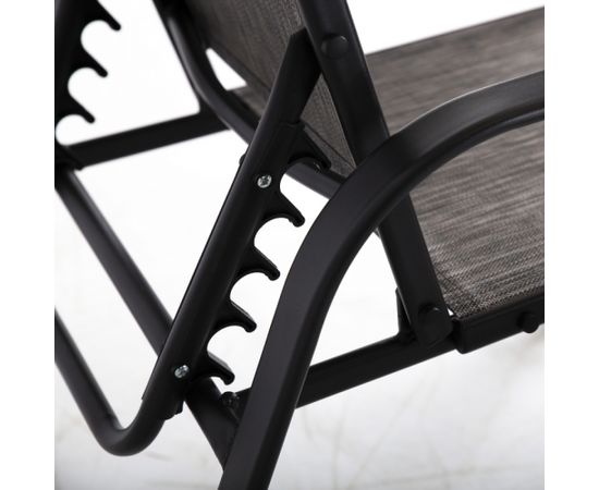 Dārza mēbeļu komplekts DAKOTA galds, 2 krēsli ar regulējamu atzveltni un 2 kāju tumbām, sēdvieta: pelēks tekstils, melns