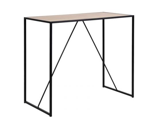 Bāra galds SEAFORD 120x60xH105cm, galda virsma: mēbeļu plāksne ar laminētu pārklājumu, krāsa: ozols, rāmis: melns metāls