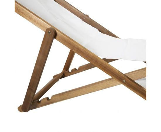Sauļošanās krēsls FINLAY 62,5x108xH105cm, guļvieta: balts tekstilēns, koks: akācija, apstrāde: eļļots