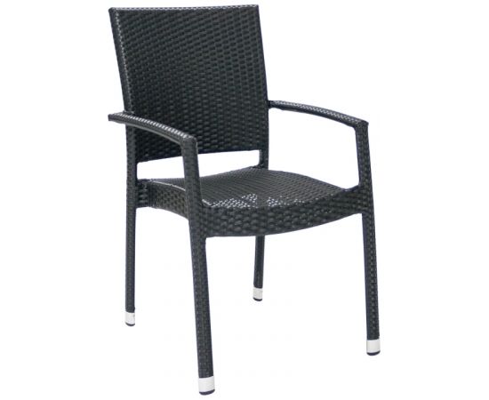 Krēsls WICKER-3 ar roku balstiem, 66x59xH92,5 cm rāmis: alumīnija ar plastmasas pinumu, krāsa: melna Viesistabas krēsli