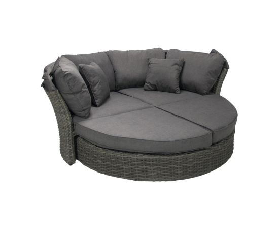Раскладной диван MUSE-2 с навесом и с подушкой, рама: алюминий с плетением из пластика, цвет: серый