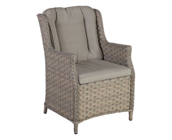 Dārza krēsls PACIFIC ar spilvenu 61,5x71,5xH91cm, rāmis: alumīnijs ar plastikāta pinumu, krāsa: pelēki bēšs