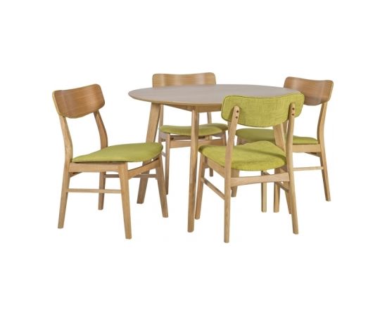 Ēdamistabas komplekts JAXTON ar 4 krēsliem (20862) galda virsma: MDF ozolkoka finierējums, kājas un rāmis: gumijkoks