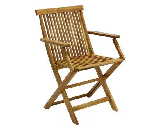 Krēsls FINLAY ar roku balstiem, 54x57xH86cm, saliekams, koks: akācija, apdare: eeļļots