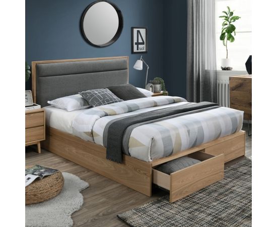 Gulta BLOSSOM 160x200cm, tumši pelēka / ozols Gultas