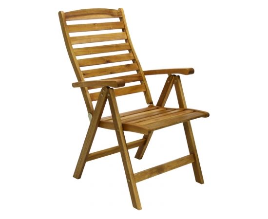 Krēsls FINLAY 62x66xH110cm, 5-pozīcijas, koks: akācija, apdare: eeļļots