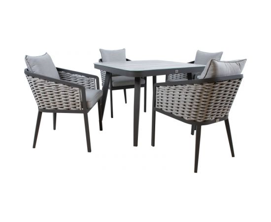 Garden furniture set MARIE table and 4 chairs (13685), grey